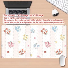 1pc Pink Floral Vertical Stripe Desk Mat & Gaming Mouse Pad with Non-Slip Rubb picture