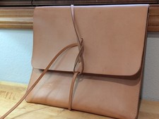 Handmade Leather Tablet Sleeve Portfolio Case Wrap Closure Tan 12