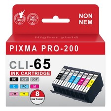 CLI-65 8PK BK/C/M/Y/PC/PM/GY/LGY Combo Photo Ink PIXMA PRO-200 PRO-200S picture