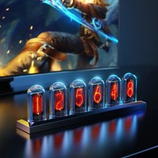 RGB Nixie Tube Clock LED Glows IPS Color Screen DIY Analog Digital Tube Light picture
