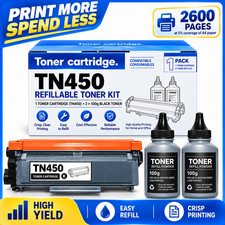 TN450 TN-450 Toner Cartridge Refillable For HL-2270DW MFC-7470 IntelliFax 2840  picture