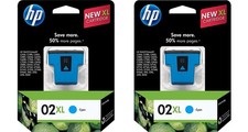 2 PACK HOT DEAL  HP 02XL Cyan Cartridges - Exp 2013-2016 picture