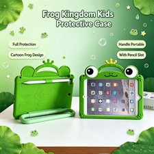 3D Cartoon Crown Frog Silicone Kids Tablet Case Shockproof Cover Pencil Holder picture