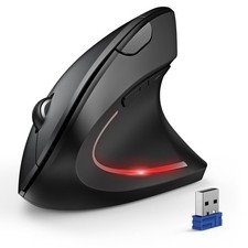 TECKNET TK-MS007 Ergonomic Vertical Wireless Mouse Black Bluetooth 2.4G Open Box picture