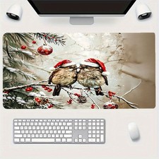 Winter Bird Christmas Mouse Pad, Festive Desk Mat, Modern Desktop Decor for Of picture