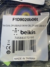 Belkin F1D9020B06T 6ft Dual DisplayPort USB Secure KVM Cable TAA Compliant NOS picture