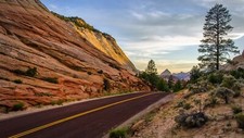 Landscape road usa rocks asphalt outdoors Custom Gaming Mat Desk picture