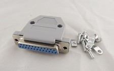 10x DB25 Female 25 Pin 2 Rows D-Sub Connector Grey Plastic Hood Cover Backshell picture