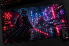 Samurai Cyberpunk XXL Mouse Pad: Enter the Neon Dojo ⚔️🌆 picture