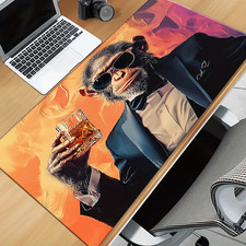 1pc, Extra-large mouse pad, A monkey in suit holding glass of whiskeySuitable picture