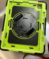 Rugged Rotating Shockproof Case w Stand Hand Strap for Apple iPad Green/Black picture