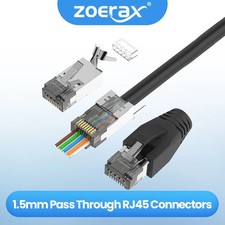 Zoerax 10PCS CAT6A CAT7 Connector,RJ45 Connectors Pass Through Shielded picture