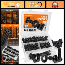60 Pack M6 x 16mm Rack Screws, Cage Nuts, Washers & Cable Ties - Organizer Case picture