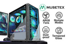 Musetex G05 S6 ARGB Mid-Tower PC Case W/ Tempered Glass & 6 ARGB Installed Fans picture