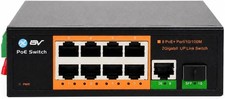 BV-Tech 8 Port PoE Switch 1 Gigabit Uplink Industrial DIN Rail POE-SW802-DIN picture