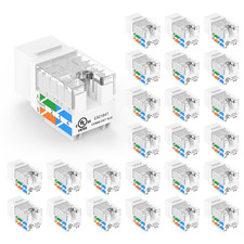 VCE UL Listed Cat6 Keystone Jacks 10Gbps 25-Pack, White picture