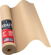18 Inch x 1200 Inch Brown Kraft Packing Paper Roll Art Craft Shipping Bulletin picture