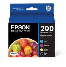 Epson T200120 4 Pack Ink Cartridges Black Cyan Magenta Yellow for Inkjet Prin... picture