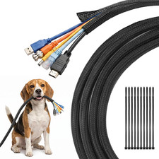 Delamu 10Ft - 1/2 Inch Cable Sleeve Cord Protector from Pets No Chew, Split-Brai picture