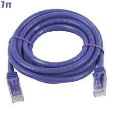 7FT Cat5e RJ45 Network LAN Ethernet UTP Cable Gold 24AWG Copper Wire Purple picture