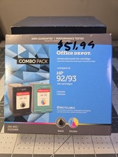 Office Depot Compatible Combo Pack for HP 92 Black & 93 Tricolor Ink Cartridges picture