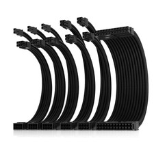 AsiaHorse 16AWG PSU Extension Cable Kit 30cm Black 24-Pin ATX 2x 4+4 EPS 3x PCIe picture