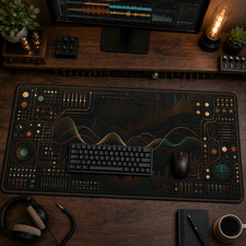 Analog Synth Waveforms Gaming Mouse Pad Desk Mat 36x18 picture