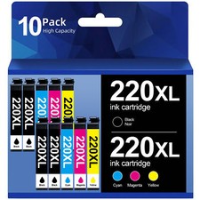 10PK 220XL T220XL Ink Cartridge For Epson WorkForce WF-2750 WF-2760 WF-2630 picture