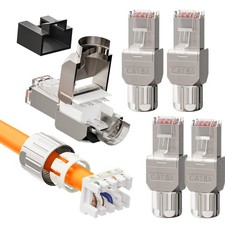 CAT6A RJ45 Toolless Connector 6 Pack, Zinc Alloy Shielded Tool Free Ethernet ... picture