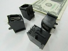 Lot 10 PCB Solder Side Entry Modular 6P4C Phone Jacks RJ-11 RJ-13 RJ-14 Gold USA picture