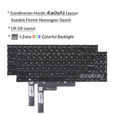UK / Nordic Keyboard for MSI Alpha 15 B5EEK, Alpha 17 B5EEK Laptop, RGB Backlit picture
