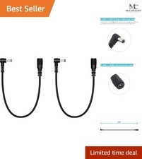 2 Pack 5.5mm x 2.5mm Right Angle DC Power Extension Cable - 1 ft Male to Female picture