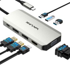 USB C Docking Station Quad Monitor Hub 2x DisplayPort HDMI VGA 95W PD up to 8K picture