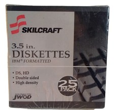 Skilcraft 3.5 in. Diskettes IBM Formatted Double Sided High Dens 25 Pack Sealed picture