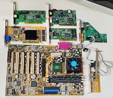 ASUS CUSL2-C +  Pentium III 433 MHz  + GPU AGP-V7100 + LAN, SOUND, MODEM cards picture