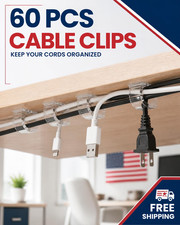 60Pcs Clear Self-Adhesive Cable Clips Cord Wire Holder Organizer Desk Wall picture