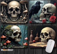 Ancient Gothic Skull Mouse Pad / PC Mousepad Skulls Raven Apothecary Witch Craft picture