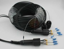 Outdoor DVI LC Fiber Optic Patch Cord Waterproof 4 cores Armored TPU Cable 100M picture