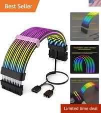 Black 24Pin 4-Side RGB PSU Cables Extension,5V 3Pin MB Sync picture