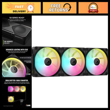 RGB 120mm PWM Fans Triple Pack - High-Performance Cooling, Quiet Operation, Blac picture