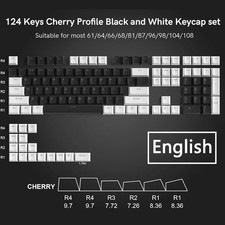XVX PBT Keycap Set Black White Cherry Profile for Mechanical Keyboard picture
