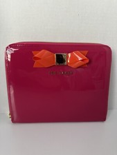 TED BAKER IPAD ZIPPER CASE/POUCH/SLEEVE - PINK W/ORANGE BOW - *NEW* picture