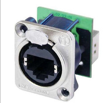 NEUTRIK NE8FDP CAT 5/6 RJ45 Feed-Thru D Series Panel Mount Jack - Nickel picture