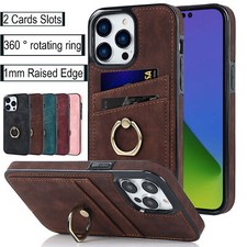 Luxury Leather Ring Holder Stand Card Slot Cover Case for 12 13 14 15 S23 S24 picture