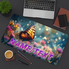 Customized Name Butterfly, Flowers, Bubbles, Text. Printed Pattern, Large Anti picture