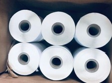 (12 Rolls, 1135p/r) Blank Label White / Gray Thermal Paper 1-1/4