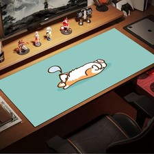 1pc Office Desk Mat, Light Green Corgi Sleeping Pattern, Extra Large Rectangul picture