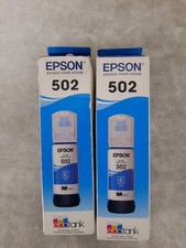 2 Boxes Of Genuine EPSON 502 ECOtank 70ml - Cyan - T502220