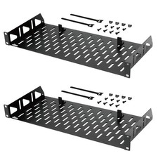 2 PCS 1U 19 Inch Rack Shelf 8 Inch Depth Vented Mount 55lbs Capacity No Lip picture