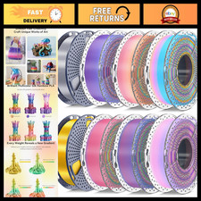 Multicolor Silk PLA+ Filament 1.75mm 250g x8, Glossy 3D Printer Bundle, Rainbow+ picture